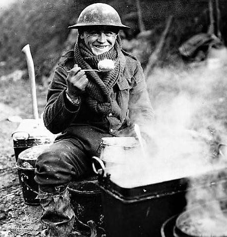 WW1 Soldier Eating Food